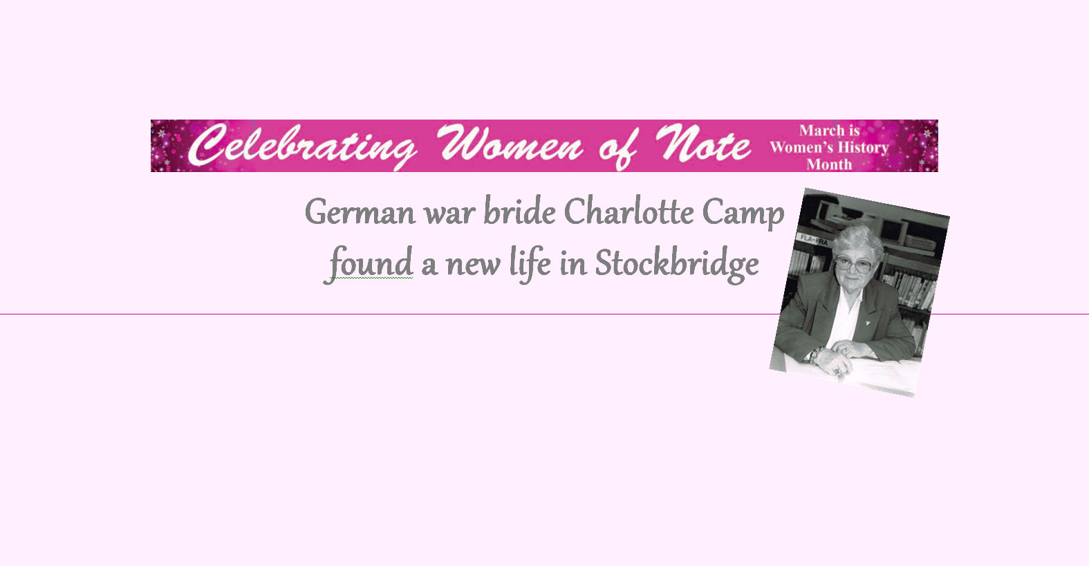 Women of Note: German war bride Charlotte Camp found a new life in Stockbridge