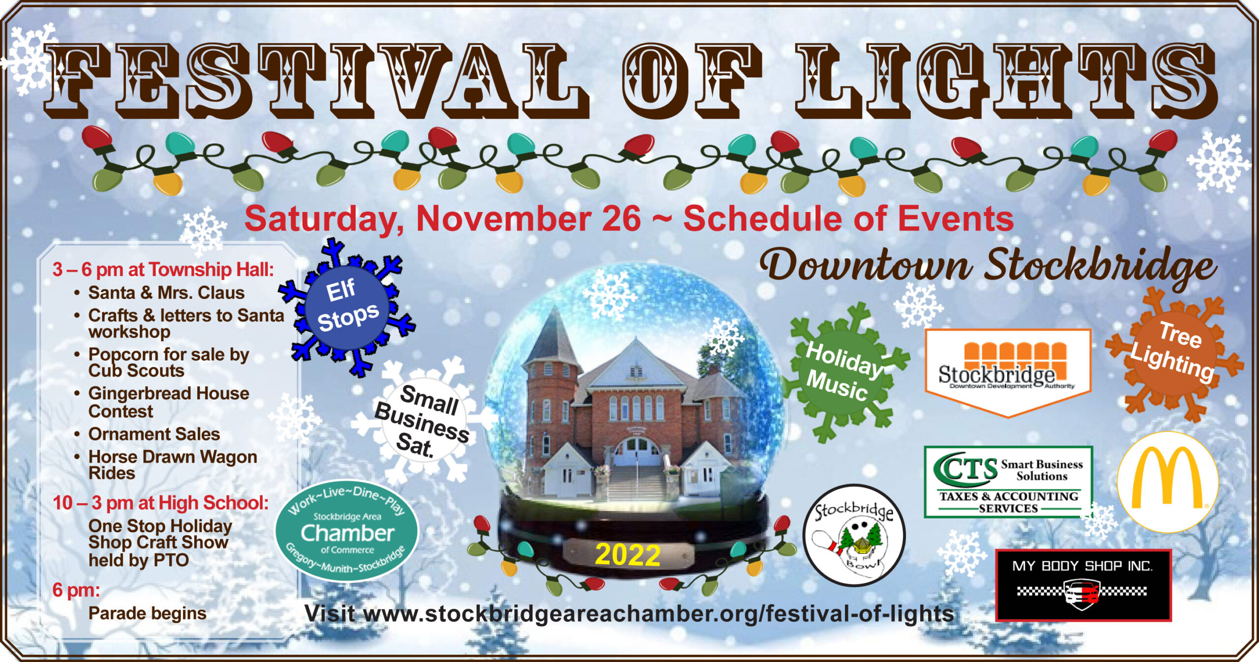 11th Annual Festival of Lights in Downtown Stockbridge Saturday