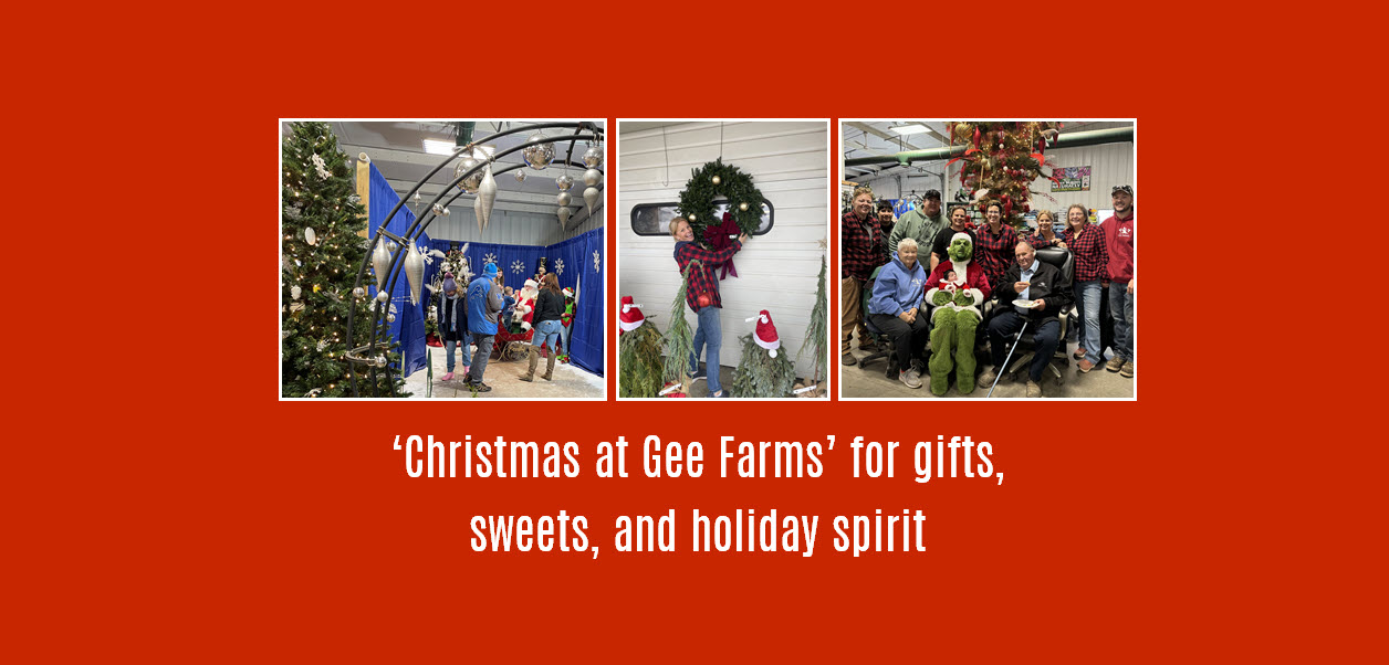 βChristmas at Gee Farmsβ for gifts, sweets, and holiday spirit