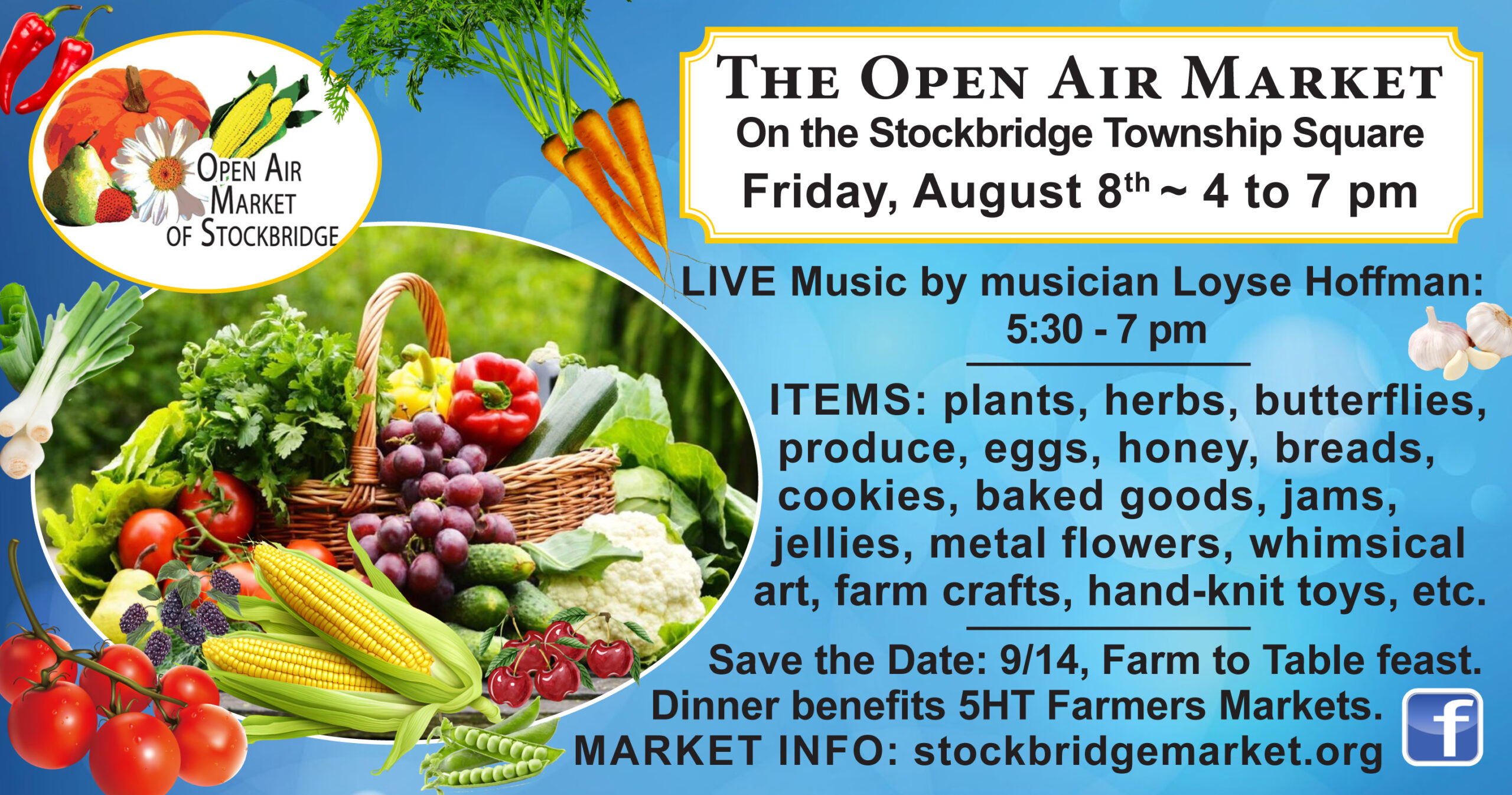 The Open Air Market of Stockbridge is on the township square on August 8