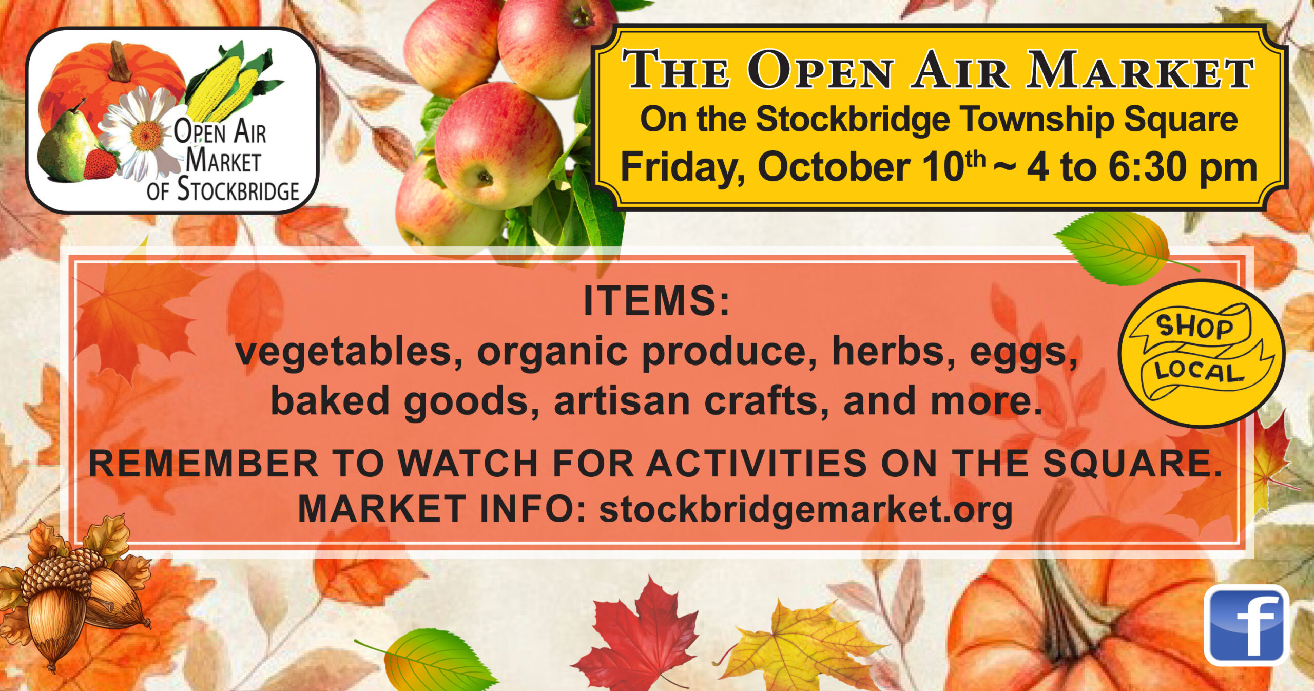 The Open Air Market of Stockbridge is on the township square on October 10