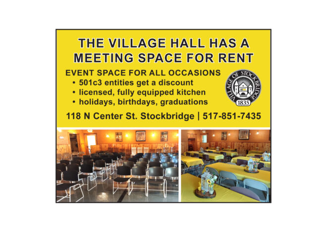 The Village Hall has a meeting space for rent