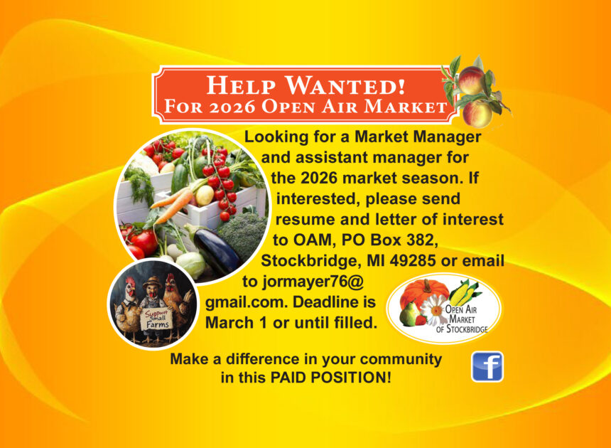 Help Wanted: Open Air Market manager and assistant paid positions