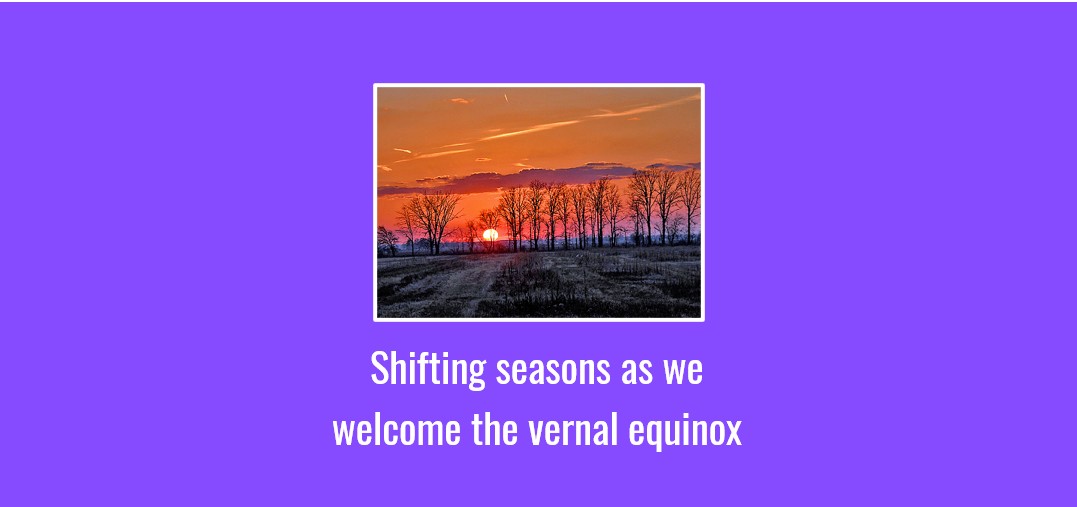 Shifting seasons as we welcome the vernal equinox
