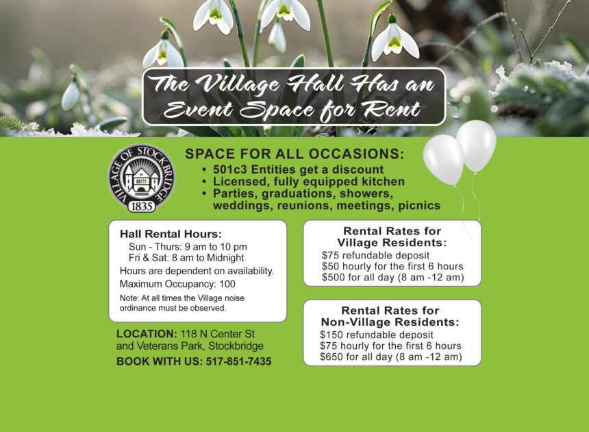 The Village Hall Has Rental Space for All Occasions