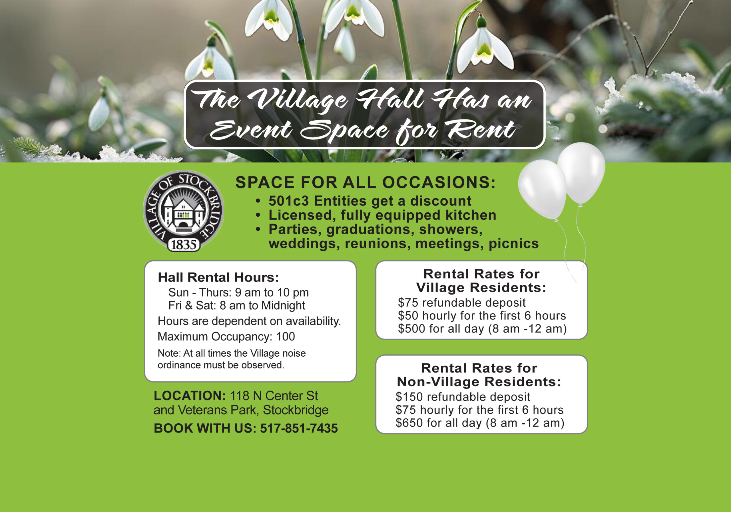 The Village Hall Has Rental Space for All Occasions