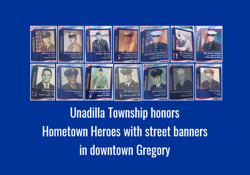 Unadilla Township honors Hometown Heroes with street banners in downtown Gregory