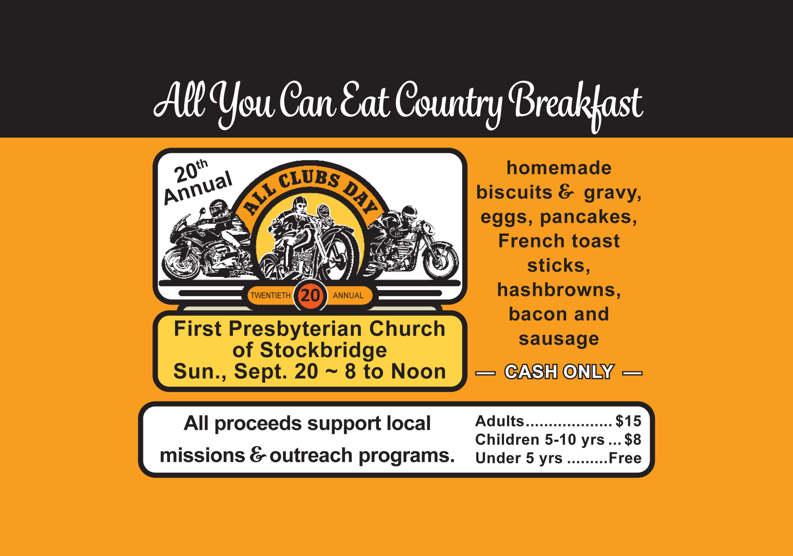 All You Can Eat Country Breakfast: Sept. 20