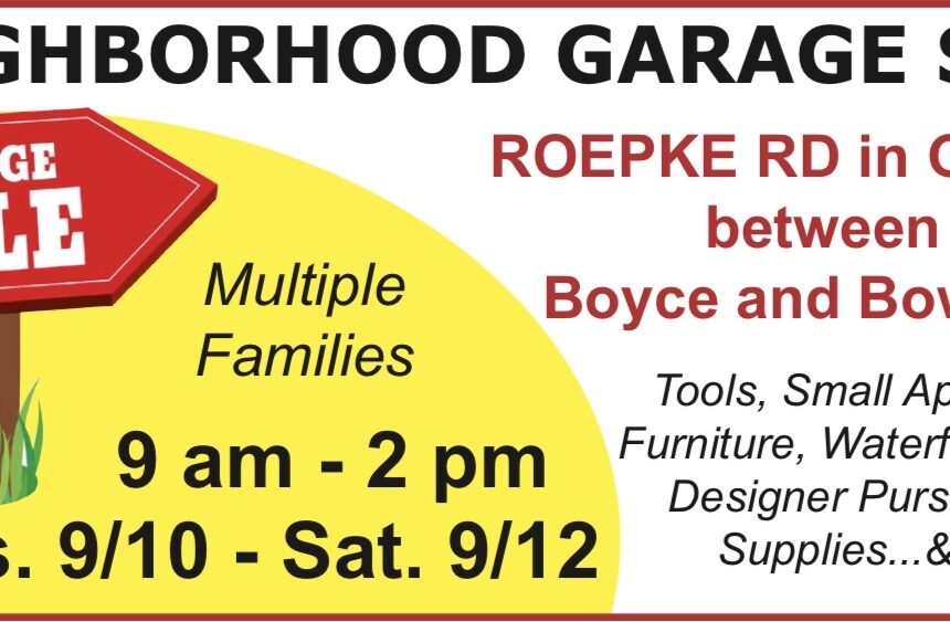 Neighborhood Garage Sale Sept. 10-12