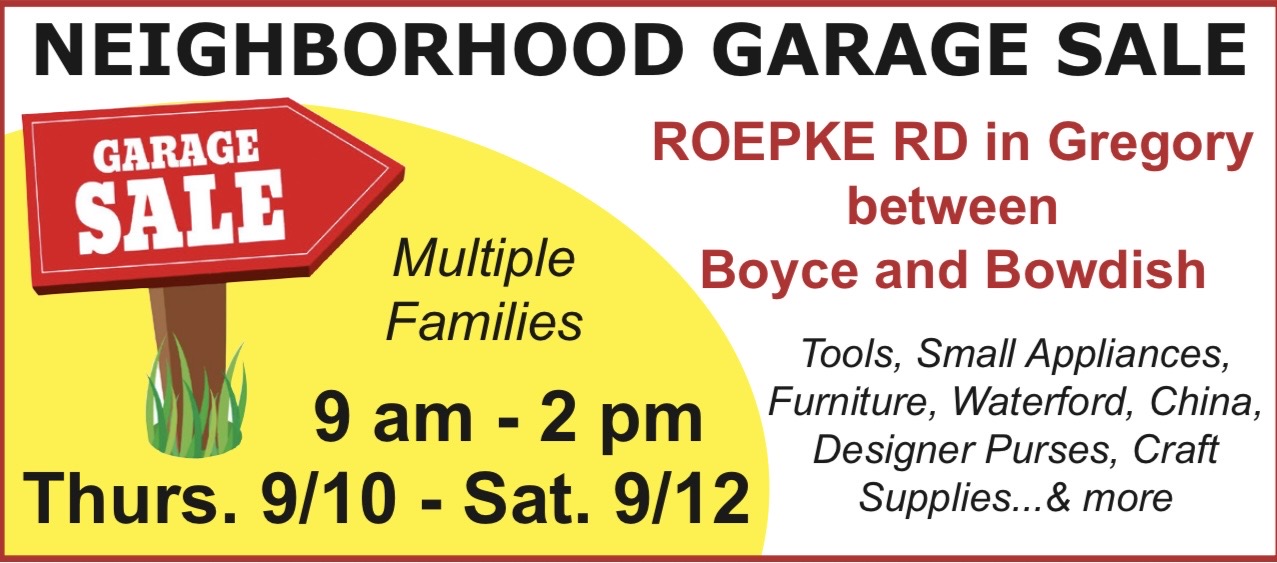 Neighborhood Garage Sale Sept. 10-12