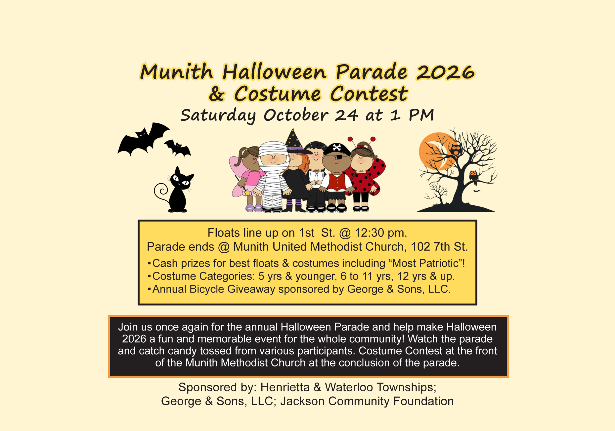 Munith Halloween Parade & Costume Contest: Sat., Oct. 24
