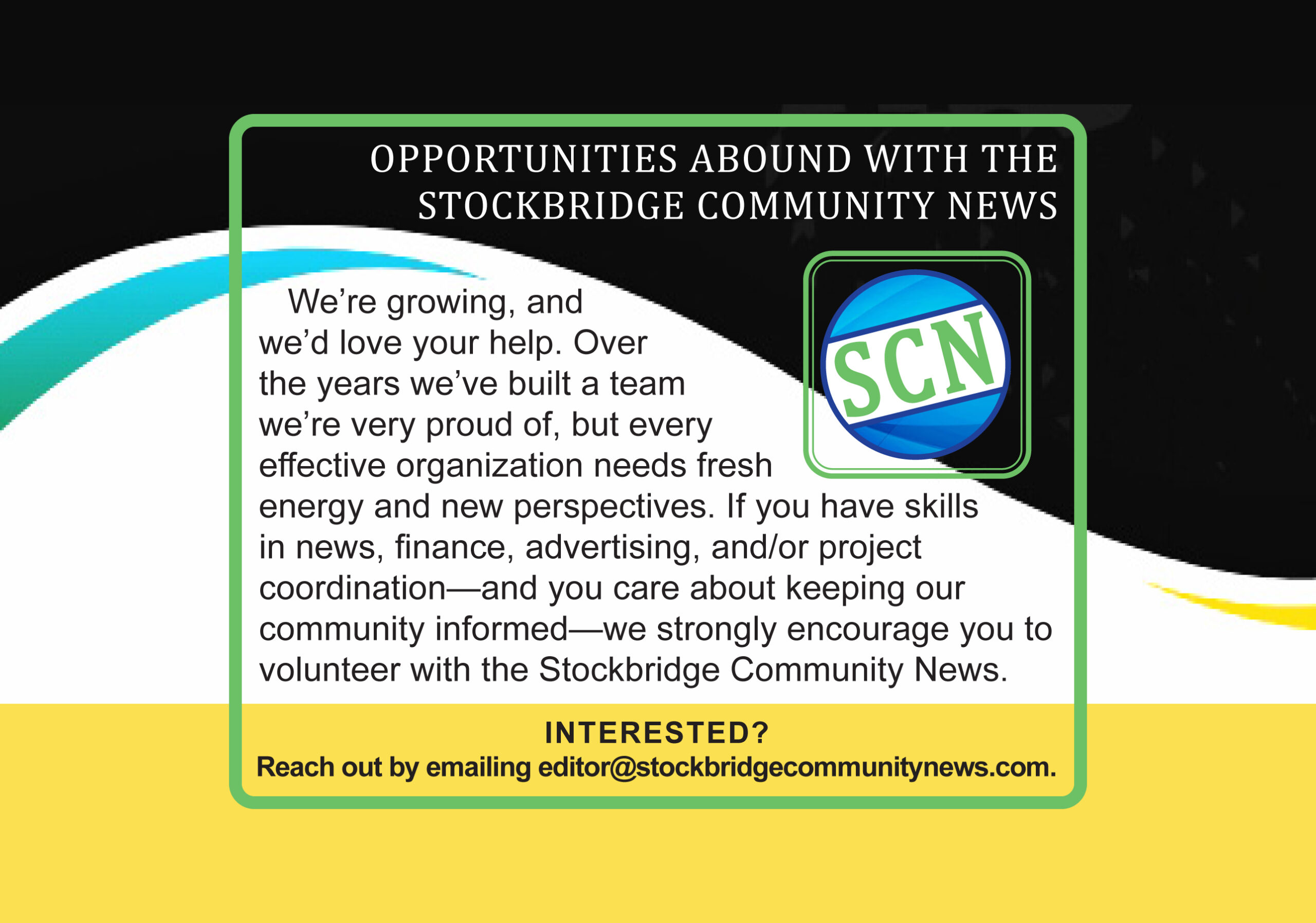 Reach out to volunteer with the Stockbridge Community News
