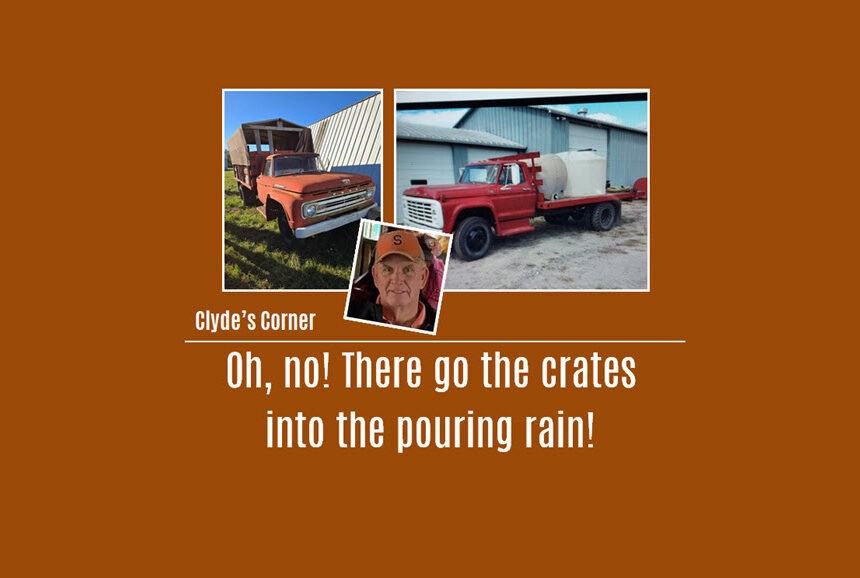 Clyde’s Corner: Oh, no! There go the crates into the pouring rain!